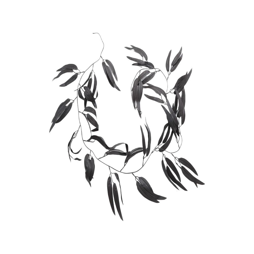Halloween Black Willow Leaf Garland Artificial Hanging Vine for Fireplace Mantel Front Door Stair Railing Wall Party Indoor Outdoor Home Decor 81.4 inch