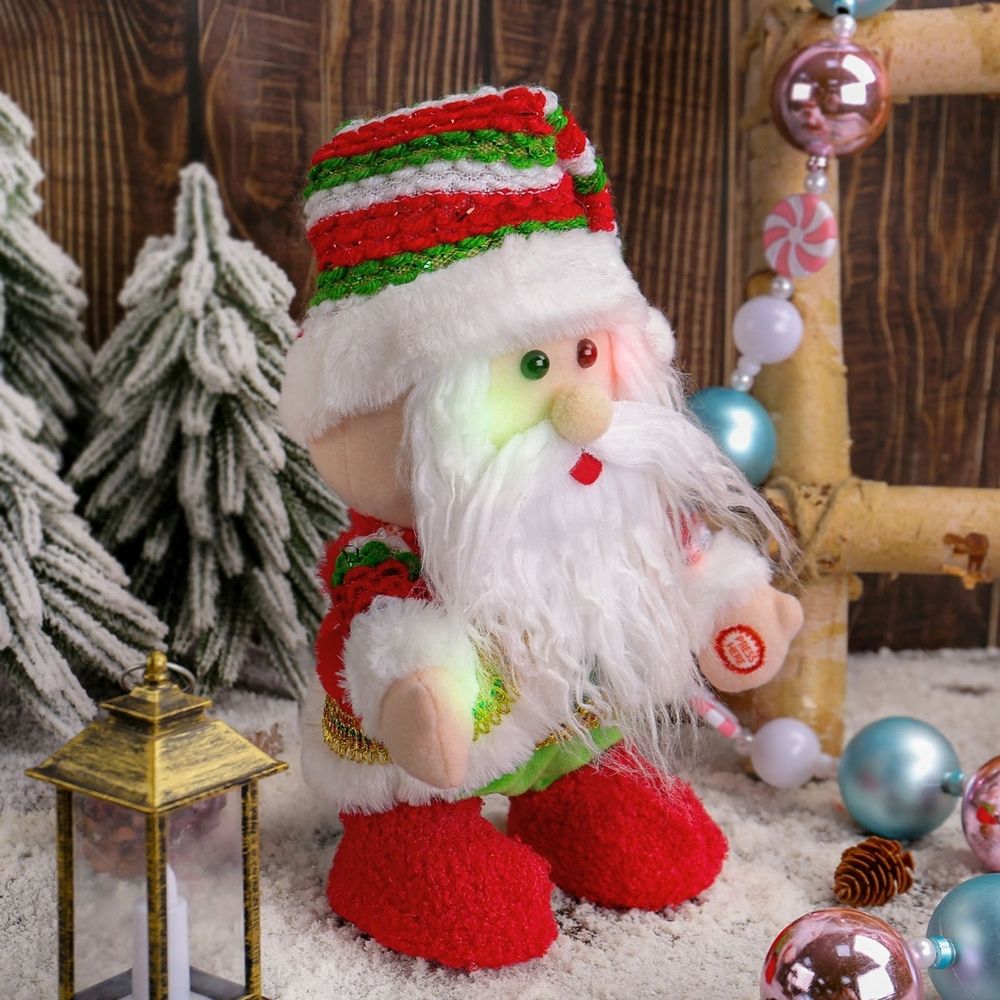 Christmas Santa Claus Musical Figurine LED Light Moving Left and Right Battery Operated Holiday Tabletop Decoration for Mantel Shelf Dining Table