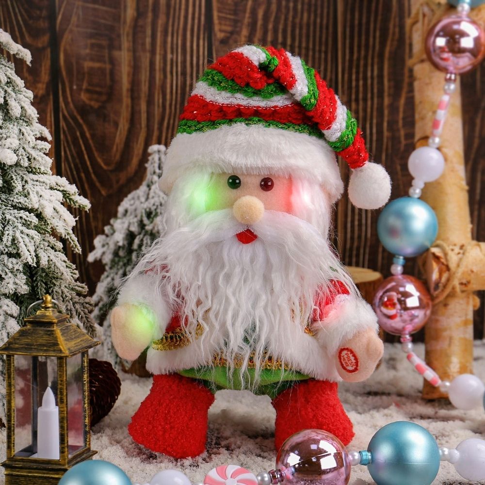 Christmas Santa Claus Musical Figurine LED Light Moving Left and Right Battery Operated Holiday Tabletop Decoration for Mantel Shelf Dining Table