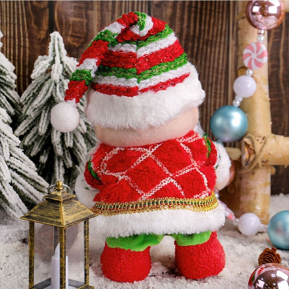 Christmas Santa Claus Musical Figurine LED Light Moving Left and Right Battery Operated Holiday Tabletop Decoration for Mantel Shelf Dining Table
