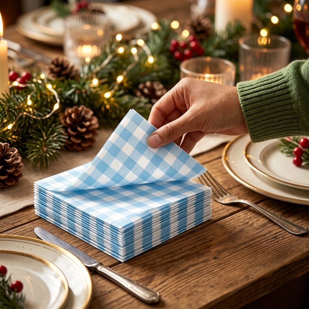 Plaid Paper Napkins Fall Thanksgiving Halloween Christmas Party Supplies Disposable Dinner Napkins For Table Decor Dinner Dessert Drinks 7 inch 20 Pack Yellow