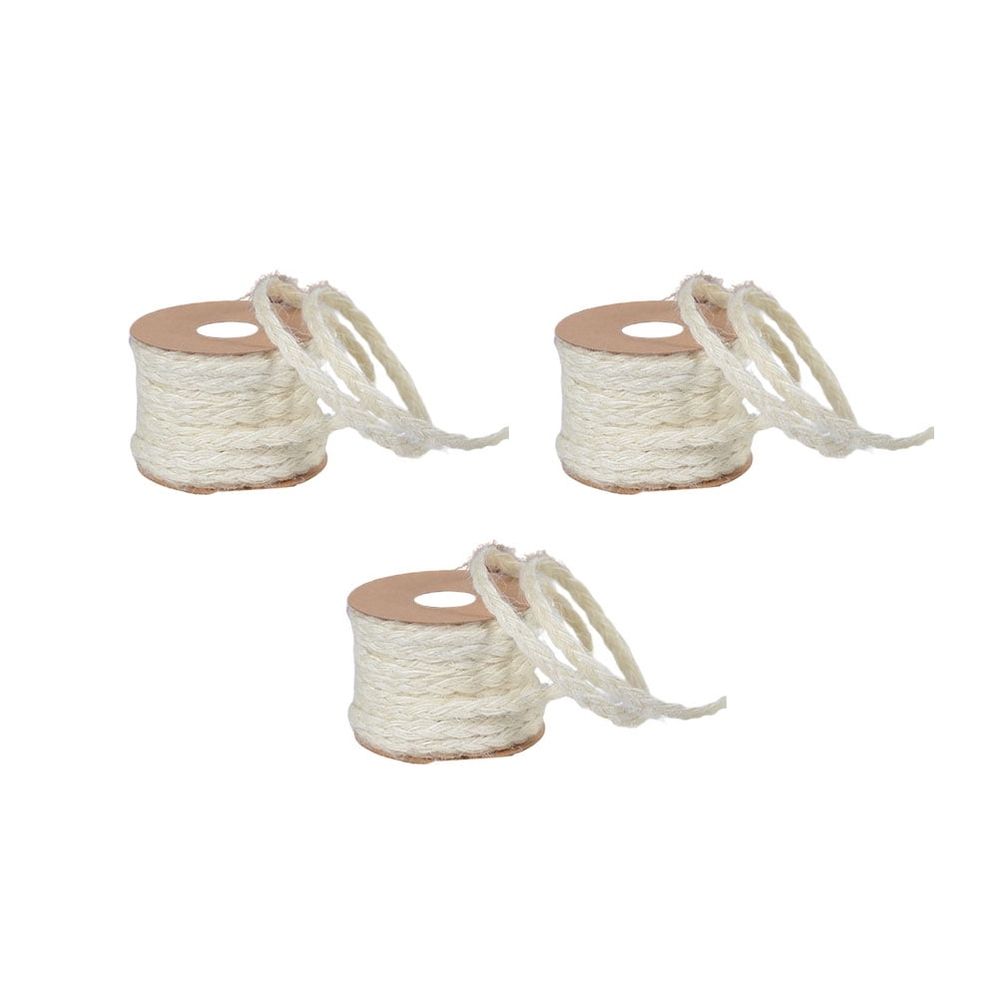 3-Pack 5m Natural Jute Twine White Woven String for Crafts, Wrapping, Packaging and Bundling