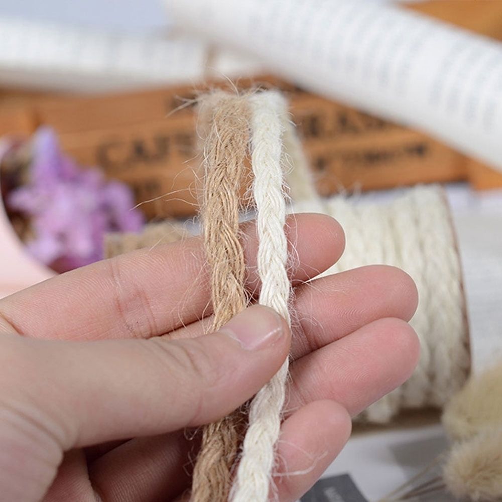 3-Pack 5m Natural Jute Twine White Woven String for Crafts, Wrapping, Packaging and Bundling