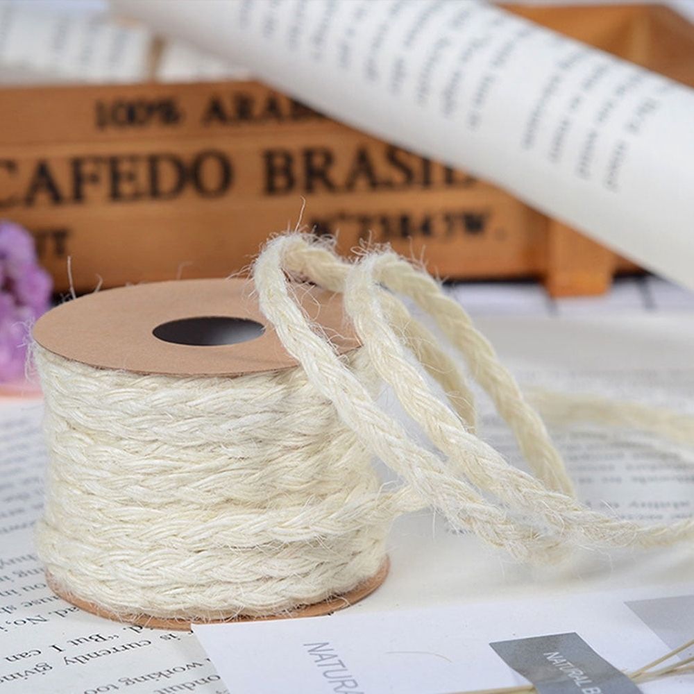 3-Pack 5m Natural Jute Twine White Woven String for Crafts, Wrapping, Packaging and Bundling
