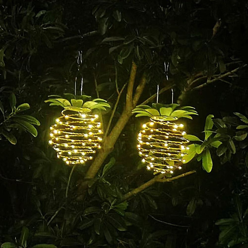 Outdoor Solar Pineapple Lights Decor, 24LED Waterproof Hanging Pineapple Lanterns for Garden Pathway Yard Lawn Walkway Balcony Gifts Decoration Path Light Outside