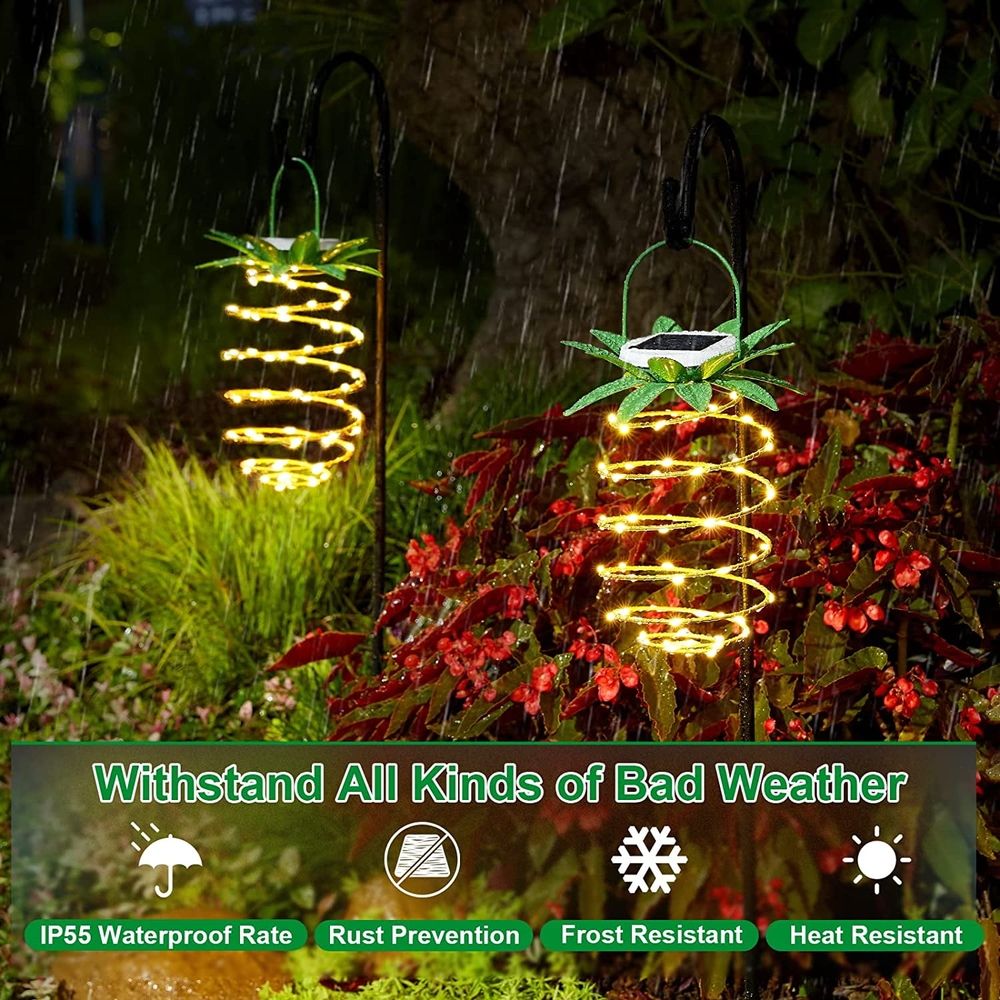 Outdoor Solar Pineapple Lights Decor, 24LED Waterproof Hanging Pineapple Lanterns for Garden Pathway Yard Lawn Walkway Balcony Gifts Decoration Path Light Outside