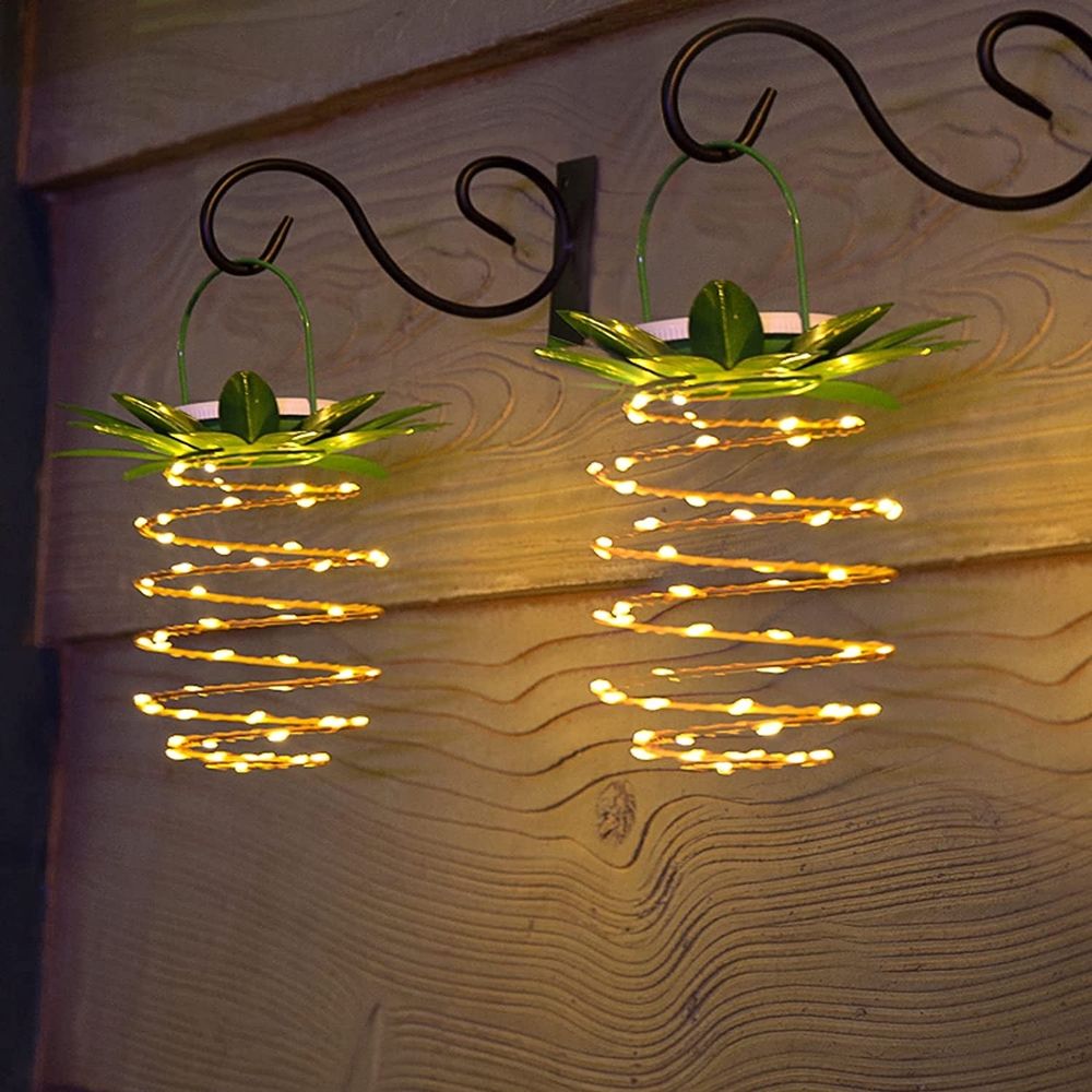 Outdoor Solar Pineapple Lights Decor, 24LED Waterproof Hanging Pineapple Lanterns for Garden Pathway Yard Lawn Walkway Balcony Gifts Decoration Path Light Outside