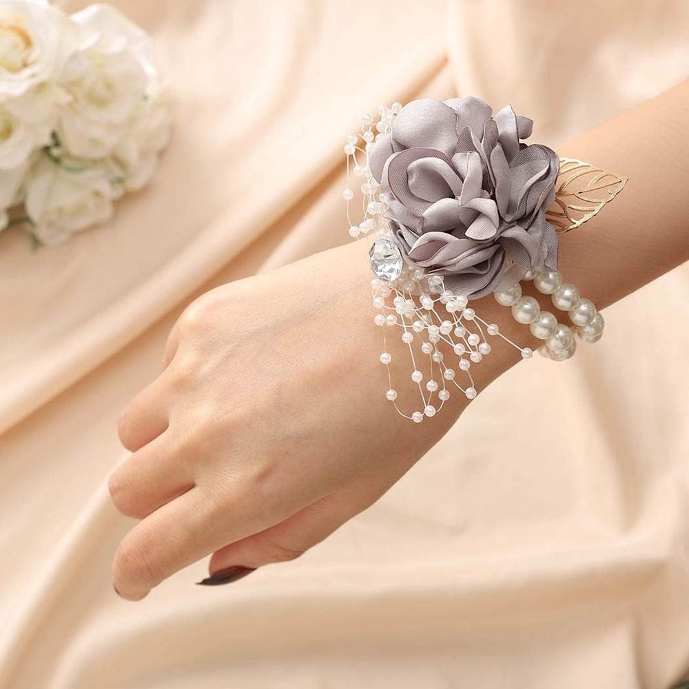 Wrist Corsage 2/4 Packs Wedding Bridal Wrist Flower Rose Wristband Corsage Flower for Bride Bridesmaid Perfect for Wedding, Prom, Party(colorful)