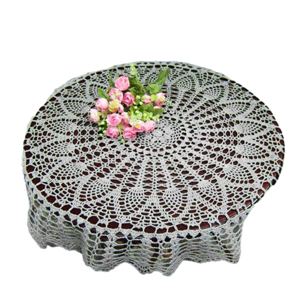Vintage Round Tablecloths Beige/White Handmade Crochet  Heritage Cotton Table Cover Round Table Topper Wedding Home Party Decor(27-40inch)