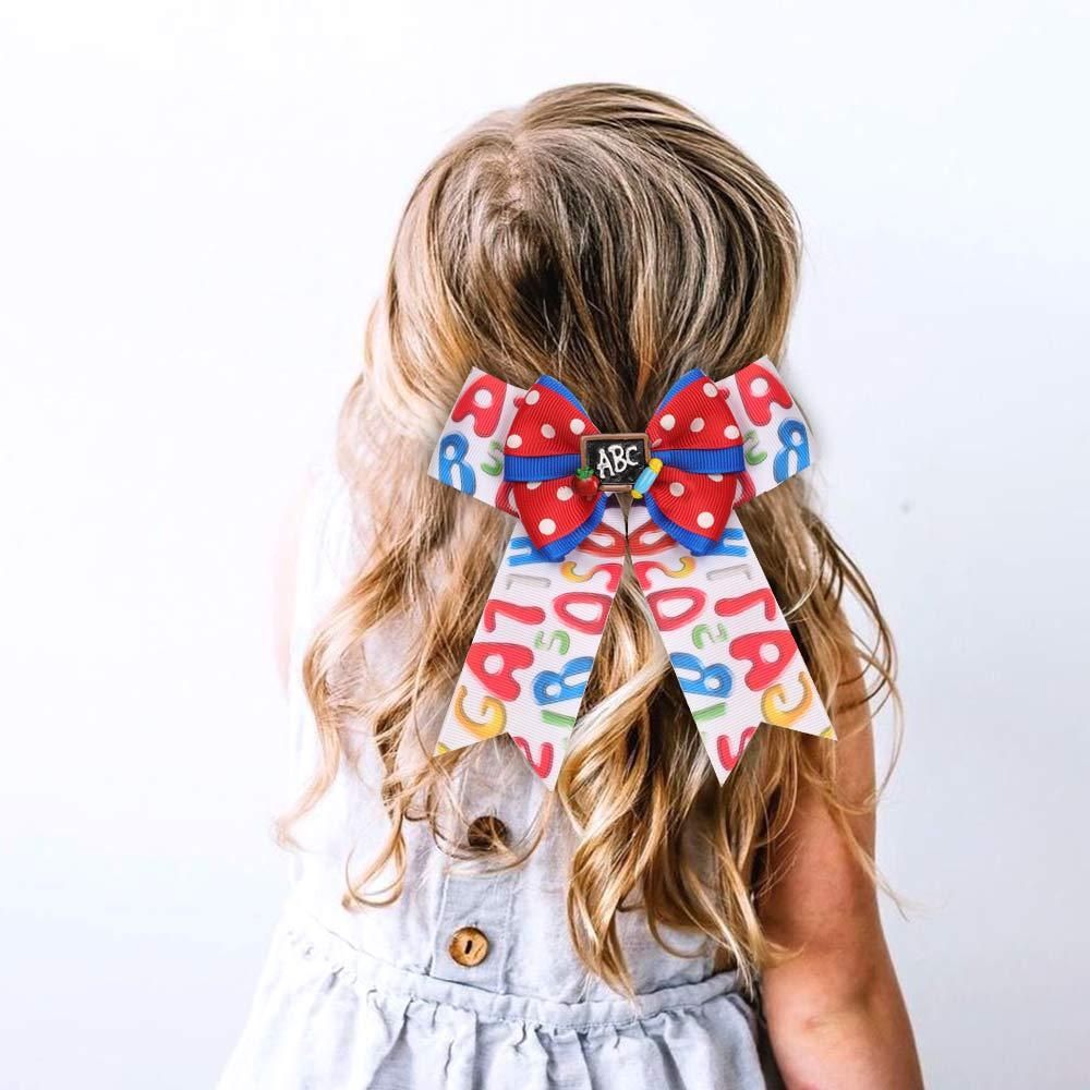 Back to School Hair Bows Alligator Clips for Girls Gift Ribbon Hair Barrettes Accessories Clips for School Kindergarten Large Hair Bow Clip
