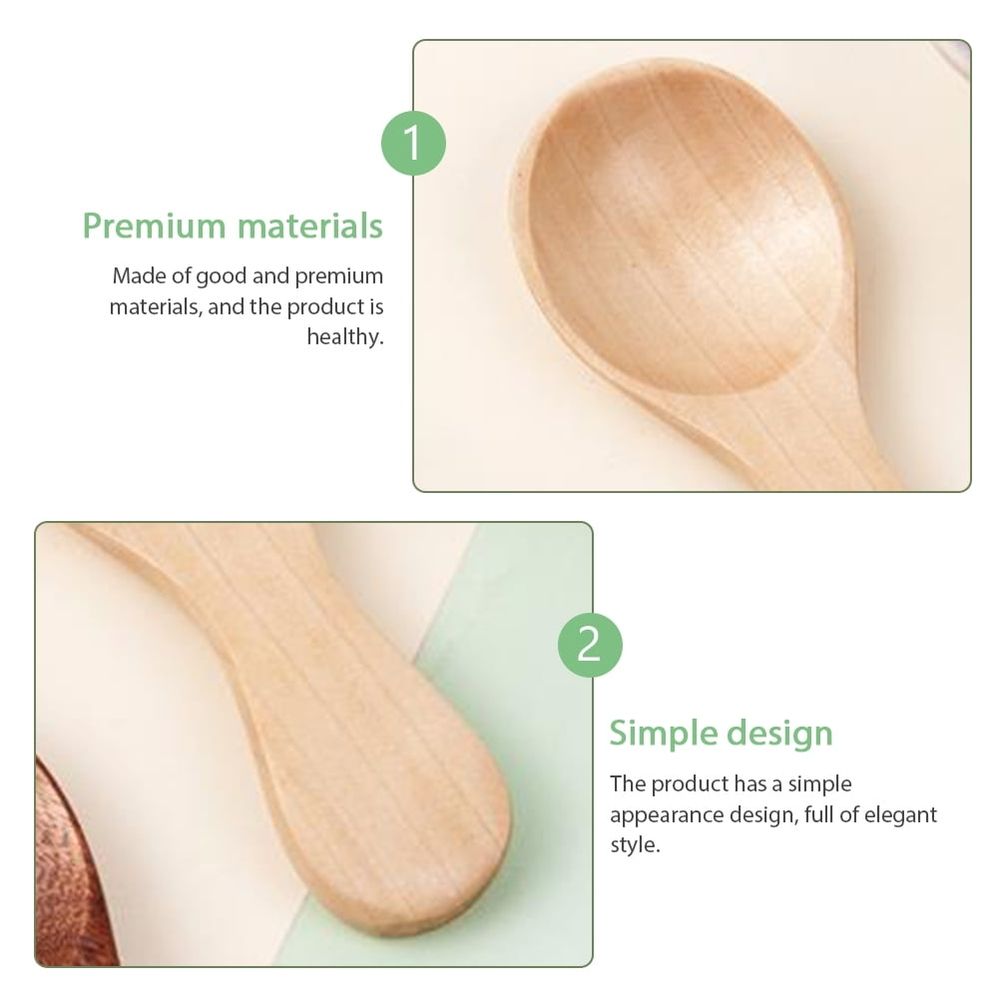 Set of 4 Wooden Spoons for Kids, Small Children's Serving Utensils in Powdered Khaki Color
