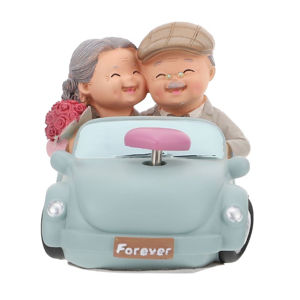 Elegant Resin Statue of Elderly Couple, Romantic Ornament for Valentine's Day, Wedding Decor, Anniversary