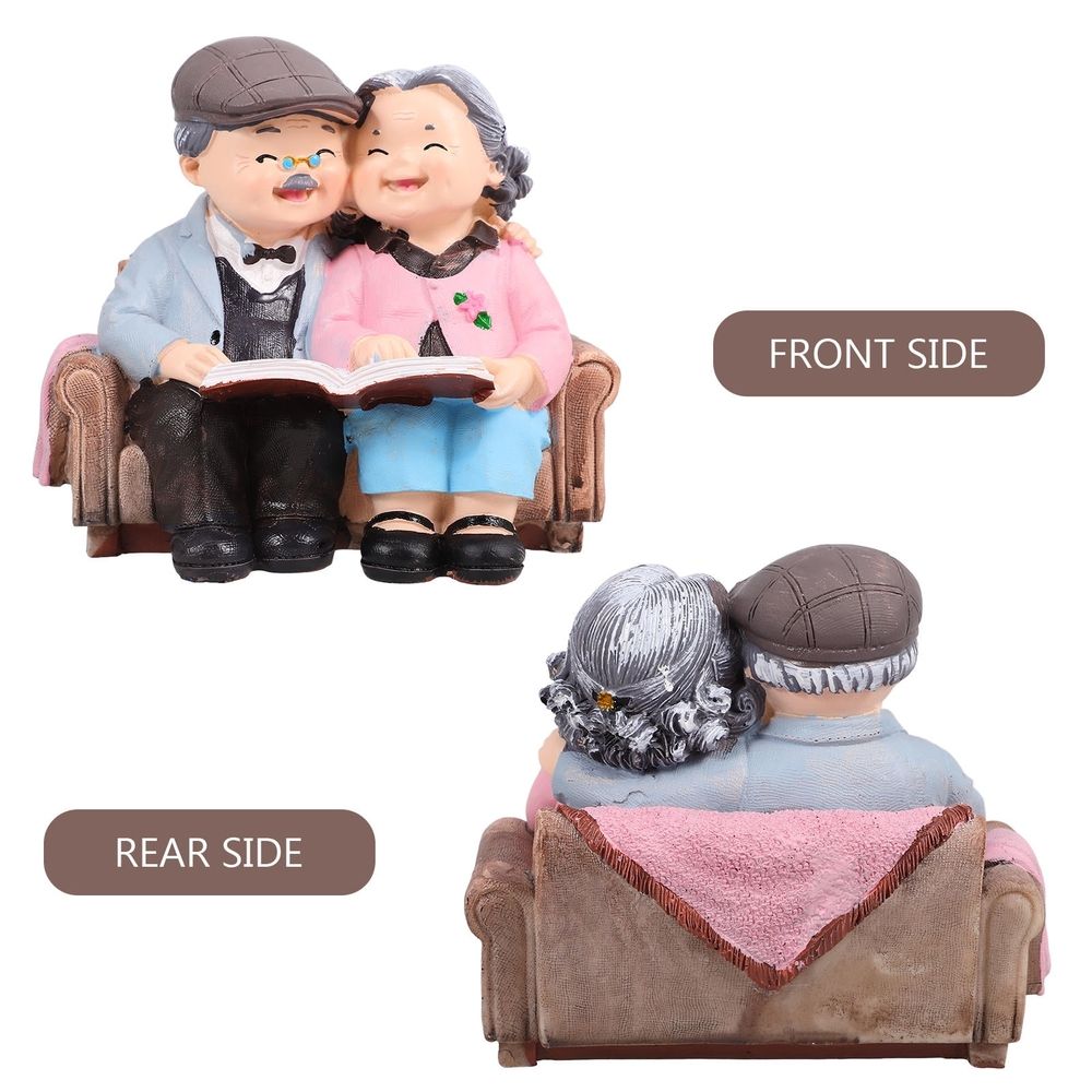 Miniature Elderly Couple Cake Topper Figurines, Old Couple Decorations for Shower and Birthday Cakes