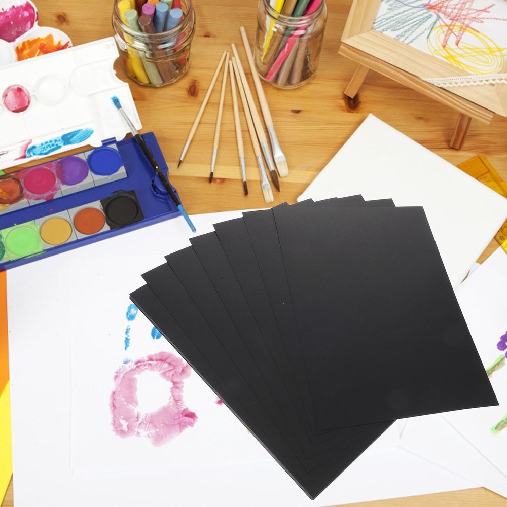 Black Paperboard for Crafts and Handicrafts, 100 Sheets A4 Painting and Drawing Paper for Artists