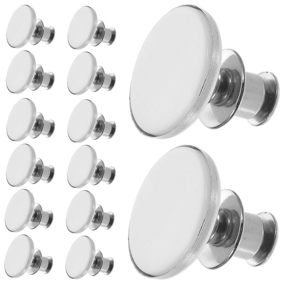 12Pcs Simple Waist Buttons Sturdy Adjustable Clips for Jeans Plated Silver