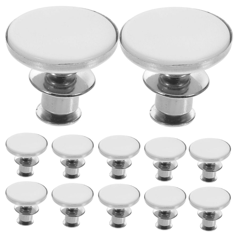 12Pcs Simple Waist Buttons Sturdy Adjustable Clips for Jeans Plated Silver
