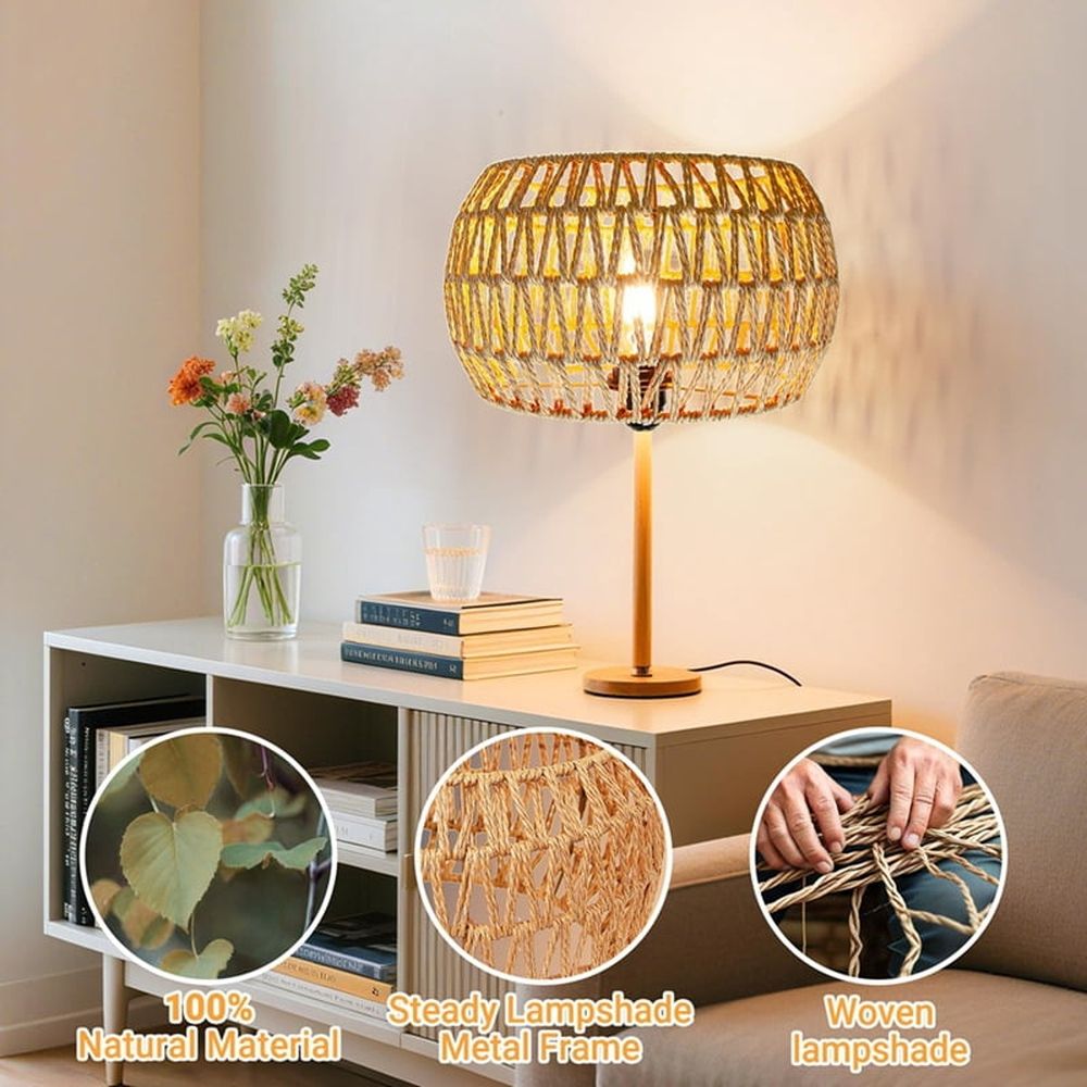 Hanging Light Lamp Shades Boho Rattan Lamp Shades, Woven LampShades for Floor Lamps Rattan Pendant Lights