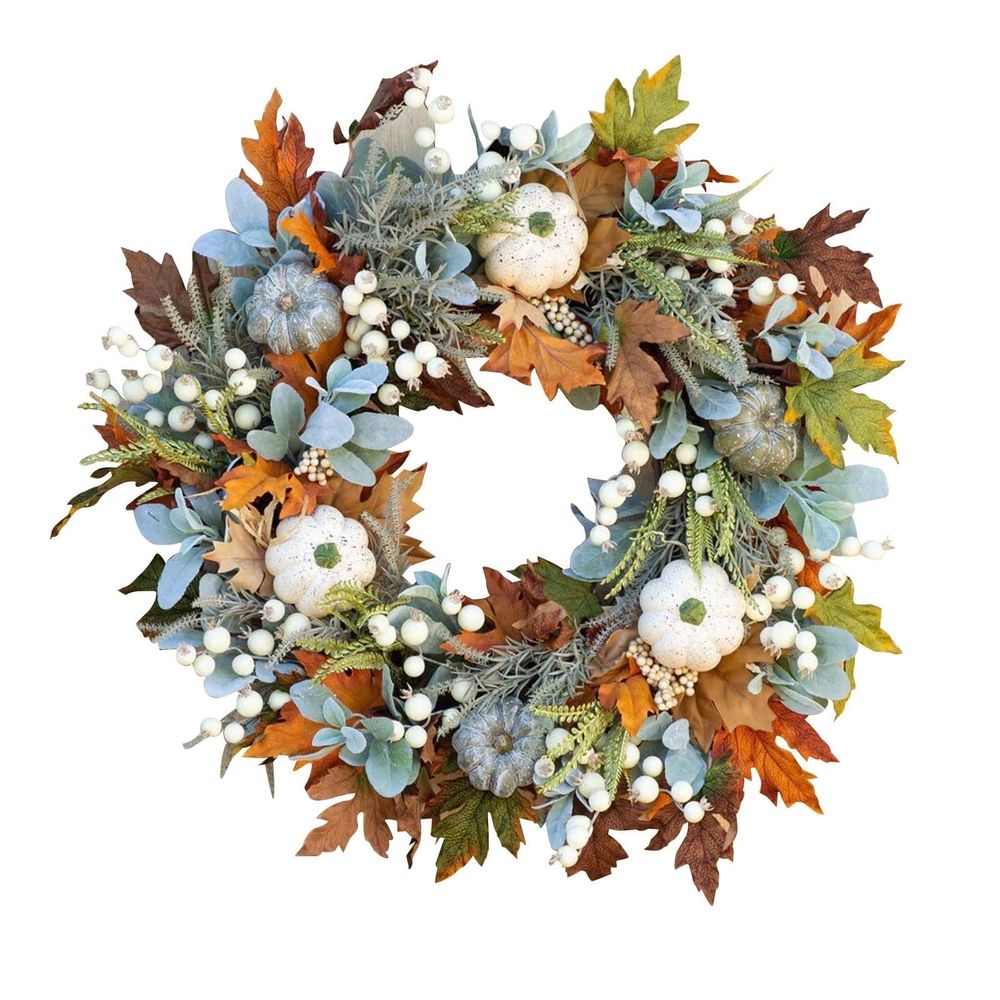 Fall Wreath for Front Door, Autumn Pumpkin Wreath Halloween Thanksgiving Wreath Door Hanging Party Decoration Home Relaxed Decor Inside Outside Wreath Window Garland Yard Indoor Outdoor, 20