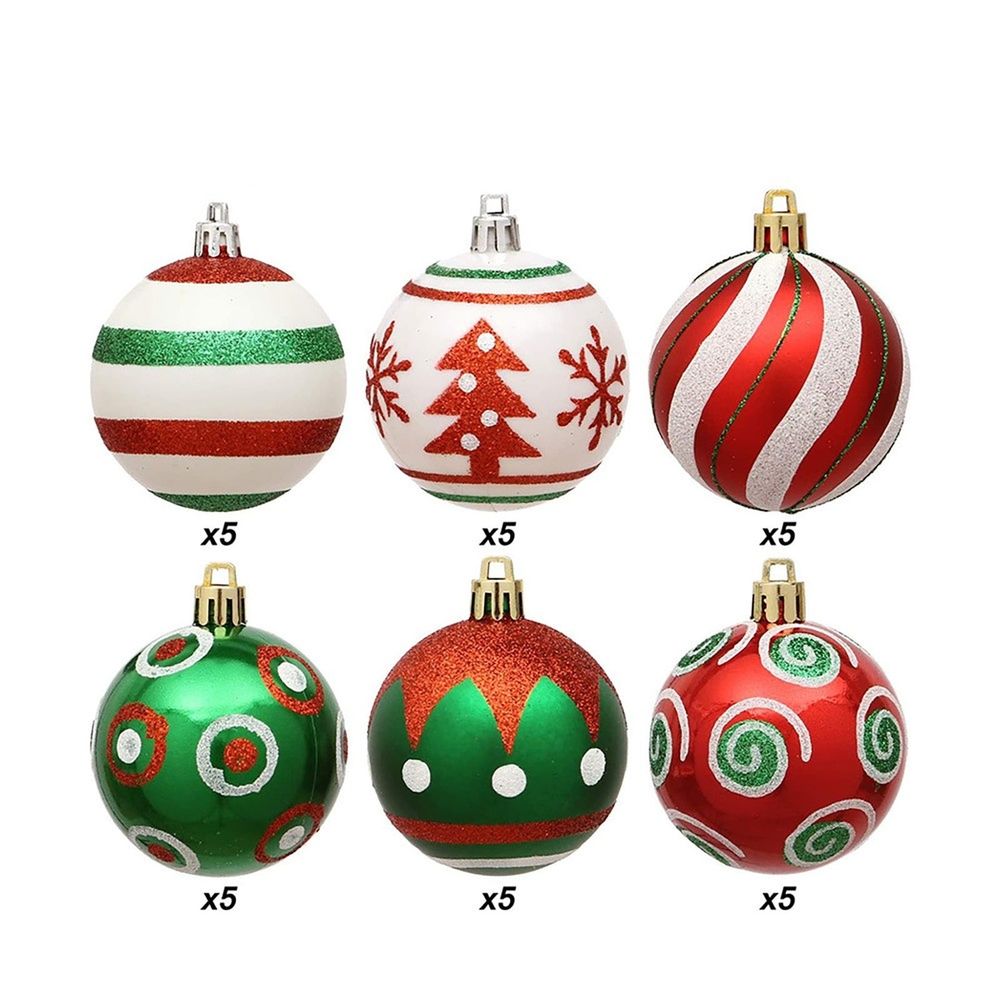 30Pcs Christmas Ball Ornaments, Red and Green Christmas Ornaments, Christmas Tree Decorations, 2.4in Christmas Ornaments Set, Glittering Hanging Decor for Xmas Tree Topper Holiday Decoratio
