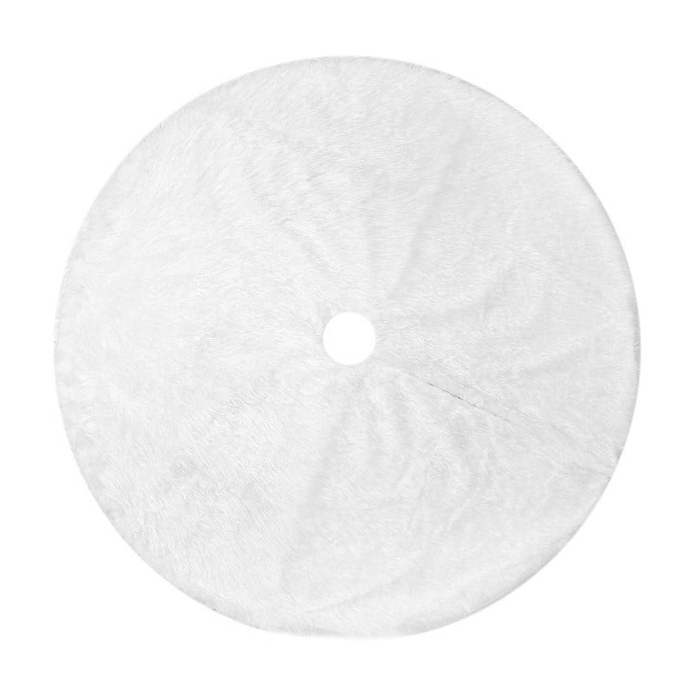 Faux Fur Christmas Tree Skirt, White Fluffy Plush Skirt for Christmas Tree, White Christmas Tree Rug Skirt Perfect for Christmas Party Decorations, 30 inches