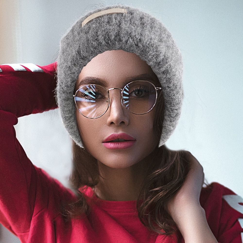 Oversized Warm Knitted Winter Beanie Hat for Women, Cozy Soft Stretchy Cold Weather Hat