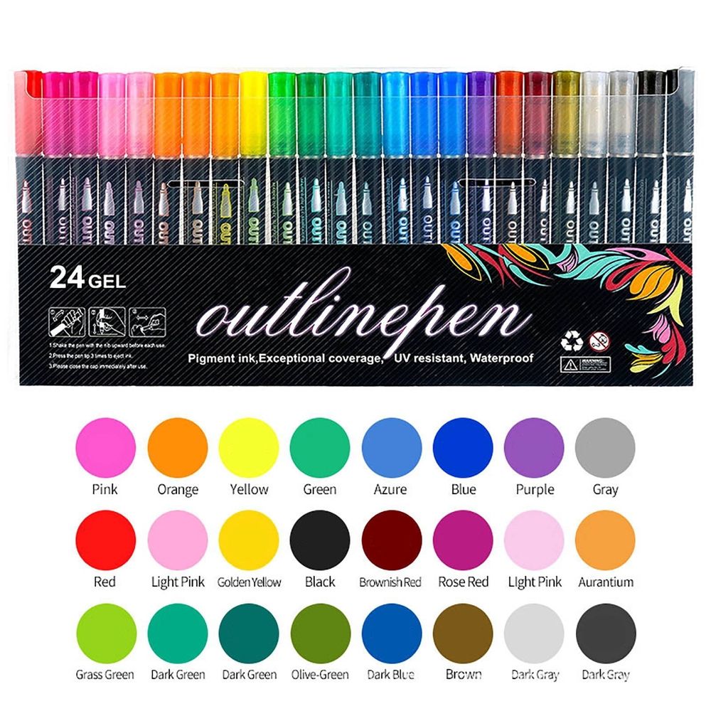 Outline Shimmer Glitter Markers, 8 Colors Double Line Shimmer Marker, Perfect for Doodling, Drawing, Art Supplies, Arts and Crafts, Stocking Stuffers, Birthdays Gifts