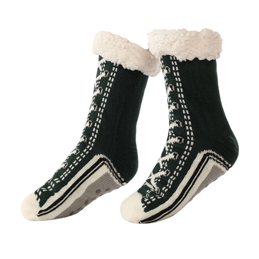 Ultra-Thick Artificial Wool Slipper Home Socks, Inherentinct Artificial Wool Slipper Home Socks, Artificial Wool Slipper Socks for Women & Men Shimmery Christmas, Gray