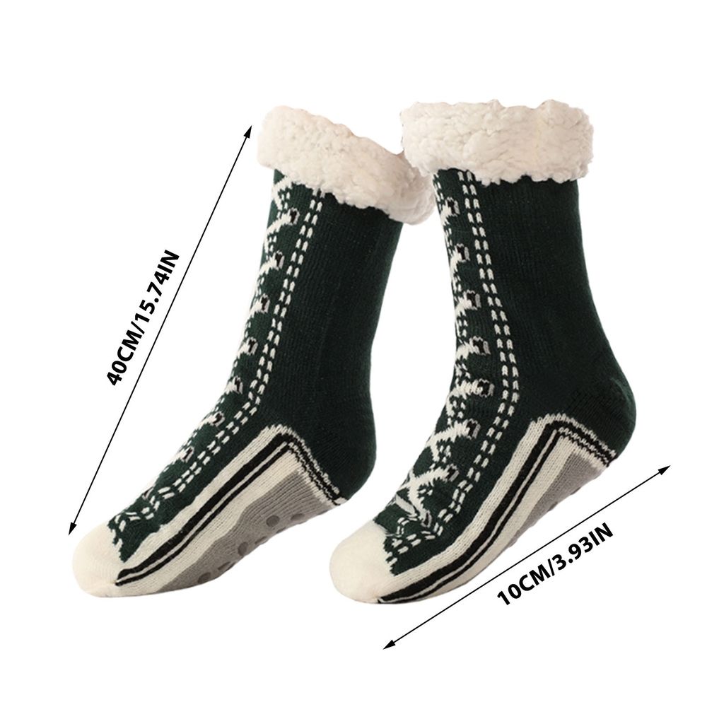 Ultra-Thick Artificial Wool Slipper Home Socks, Inherentinct Artificial Wool Slipper Home Socks, Artificial Wool Slipper Socks for Women & Men Shimmery Christmas, Gray