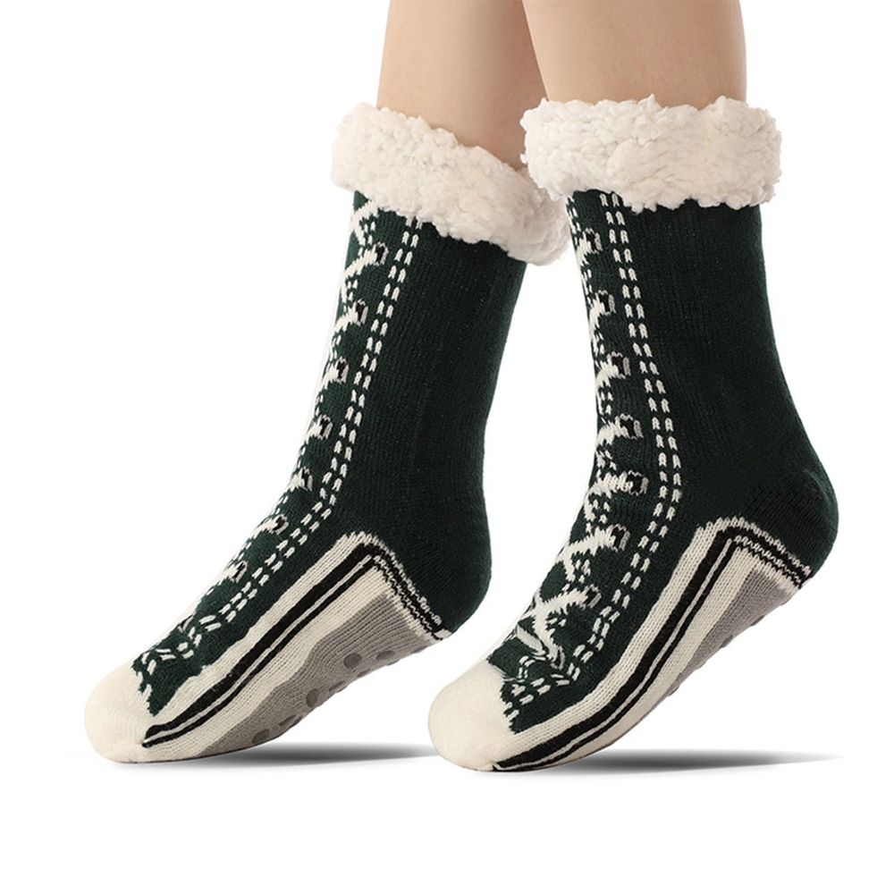 Ultra-Thick Artificial Wool Slipper Home Socks, Inherentinct Artificial Wool Slipper Home Socks, Artificial Wool Slipper Socks for Women & Men Shimmery Christmas, Gray