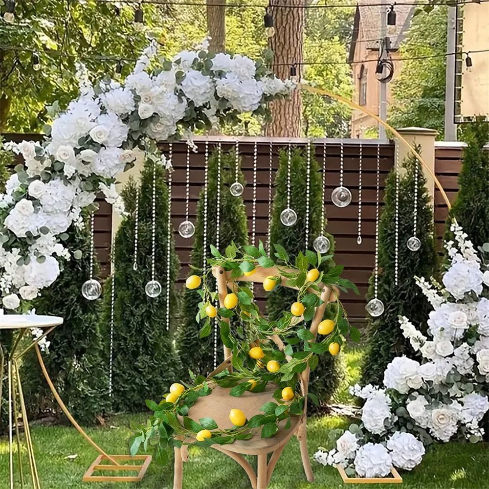 Artificial Lemon Garland, 6Ft Faux Greenery Garland Vine with Fake Yellow Lemon Spring Artificial Fruit Garland for Front Door Wall Decoration