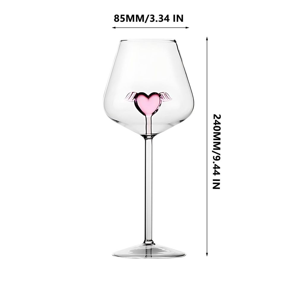 Red Wine Glass, Heart Wine Glass, Clear Crystal Glass Goblets Flute Heart Goblet Beverage Glass Flower Drinkware for Wedding Party Birthday Celebrating Valentines Day Women