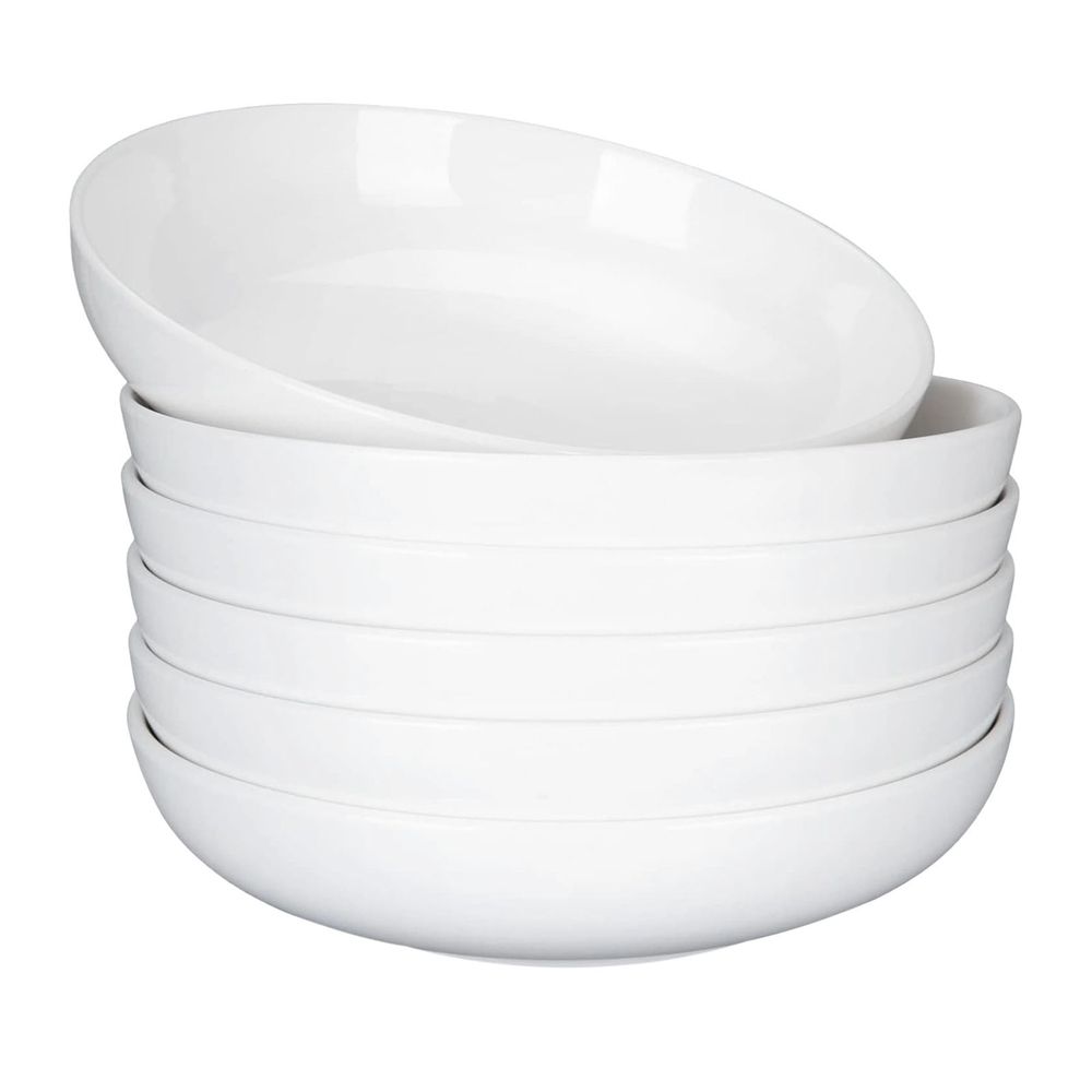 Pasta plate, 8-inch soup plate, pasta plate, soup plate, cream white porcelain salad plate, serving plate, suitable for pasta, soup and salad, pasta bowl, soup bowl, large bowl