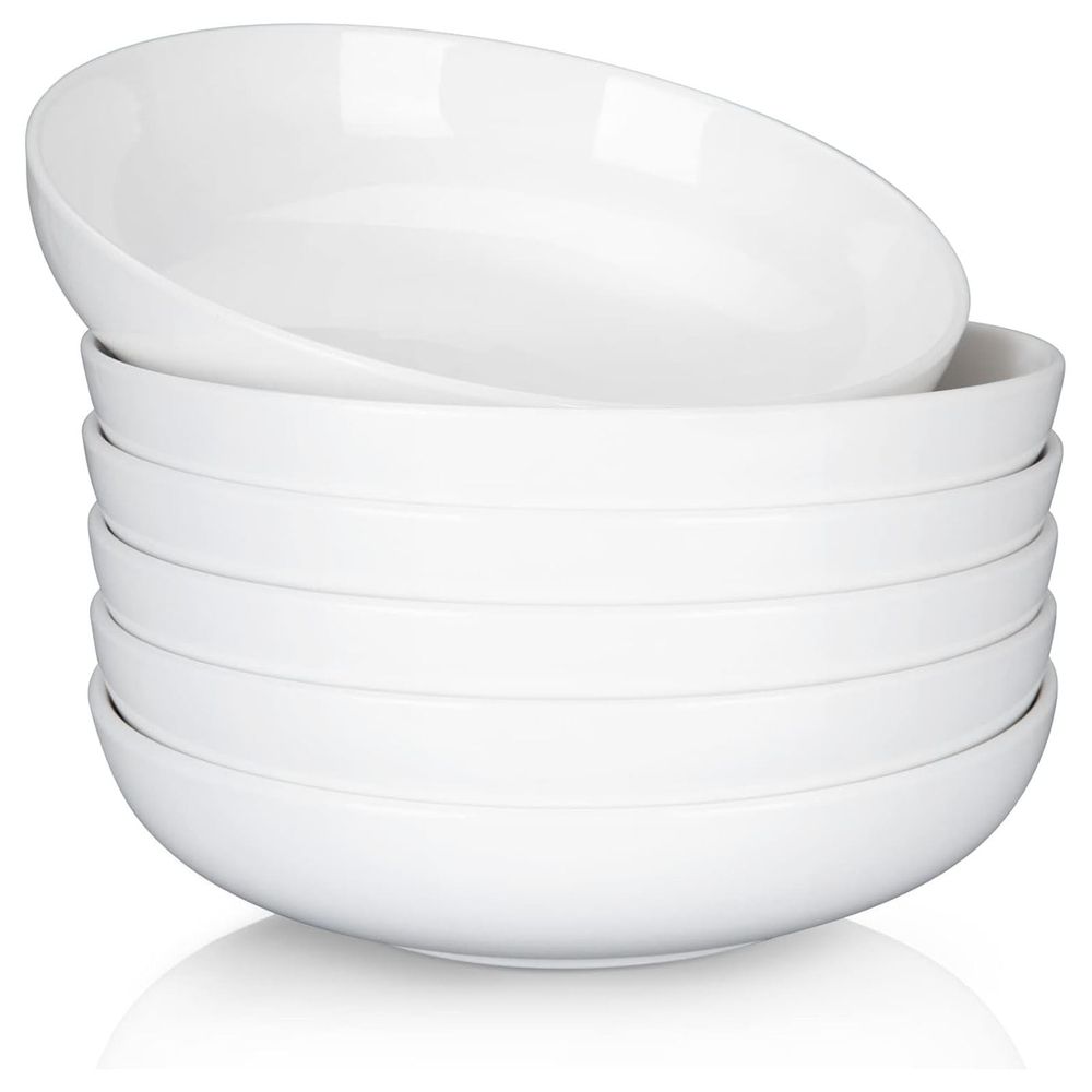 Pasta plate, 8-inch soup plate, pasta plate, soup plate, cream white porcelain salad plate, serving plate, suitable for pasta, soup and salad, pasta bowl, soup bowl, large bowl