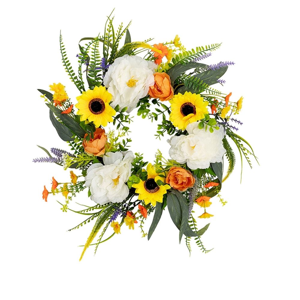 Sunflower Wreaths for Front Door, Artificial Spring Summer Wreath, Door Wreath for Outside All Season Indoor Outdoor Home Wall Wedding Farmhouse Holiday