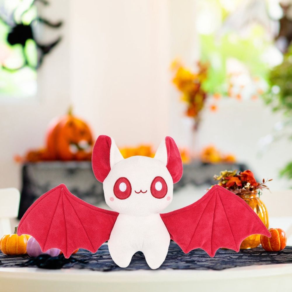 10-inch Plush Bat - Halloween Stuffed Animal Toy, Bedtime Doll, Xmas Furry Gift, White