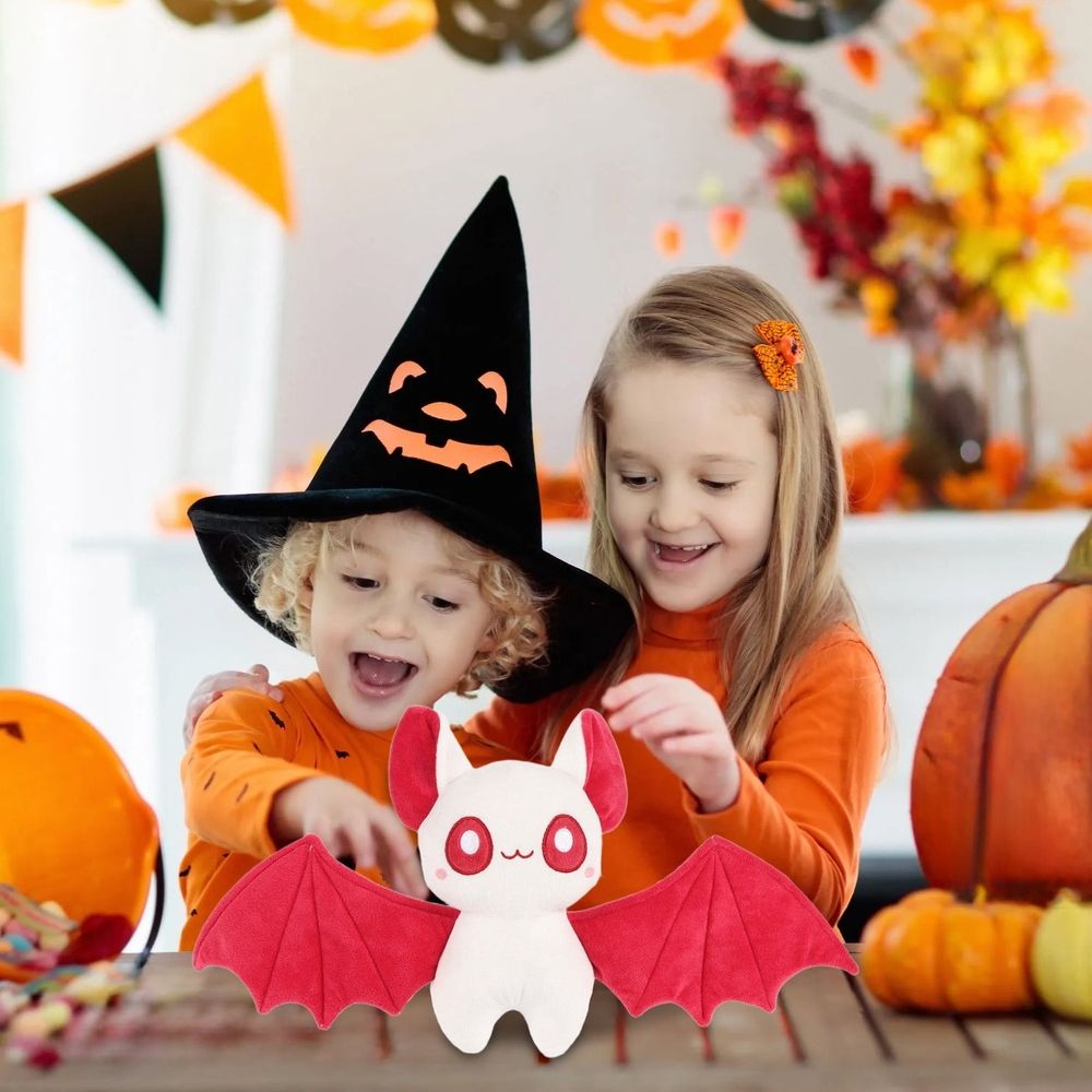 10-inch Plush Bat - Halloween Stuffed Animal Toy, Bedtime Doll, Xmas Furry Gift, White