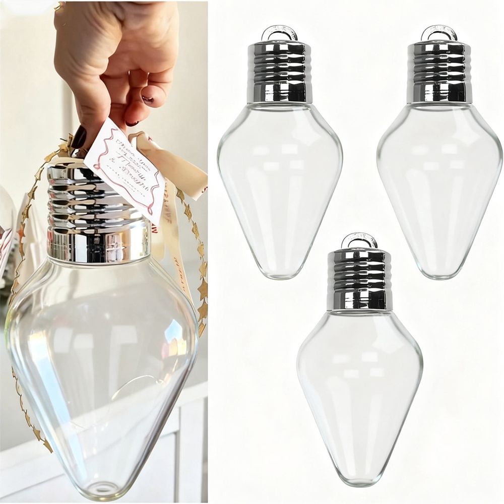 Jumbo Fillable Ornaments,Christmas Bulb Gift Jar,Jumbo Clear Ornaments,Jumbo Fillable Light Bulb Shape Clear Plastic Christmas Ornaments,Reusable Hanging Candy Jars For Xmas Crafts & Party