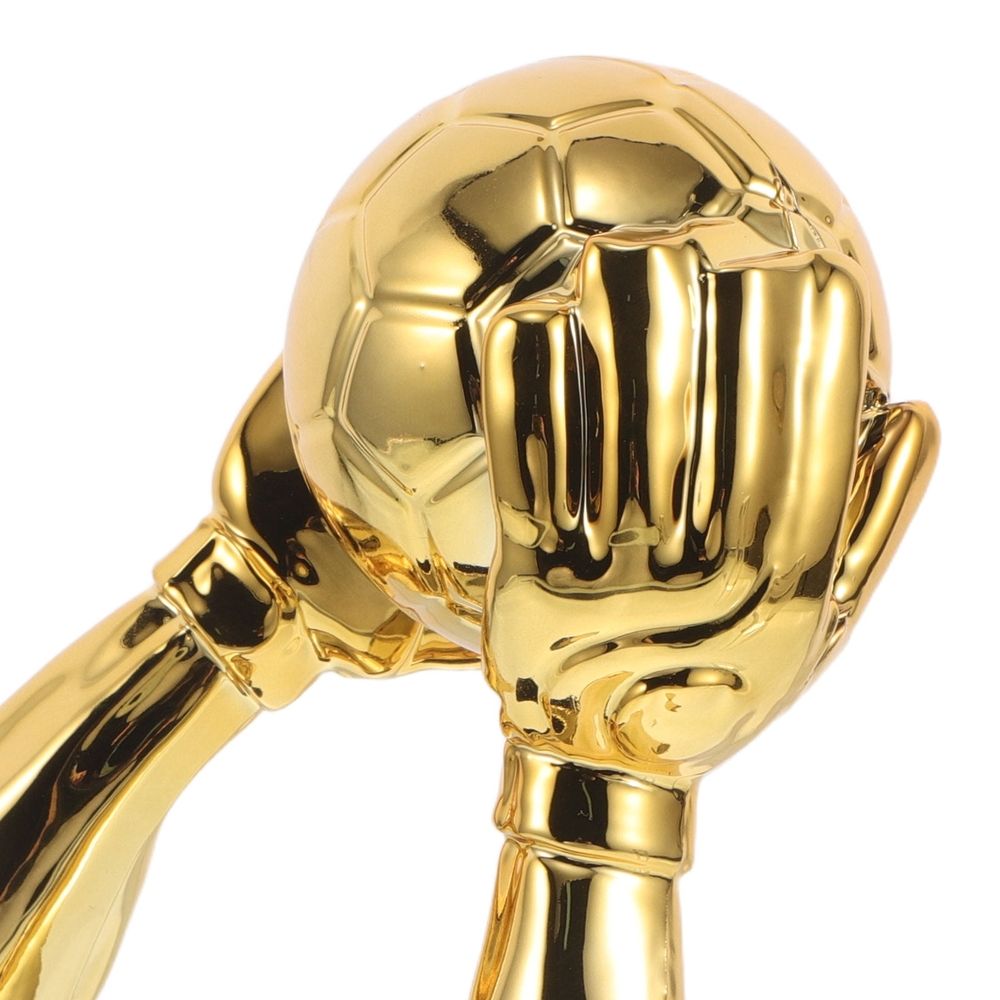 Golden Plastic Soccer Trophy Featuring Goalkeeper Gloves for Football Championship Awards and Display