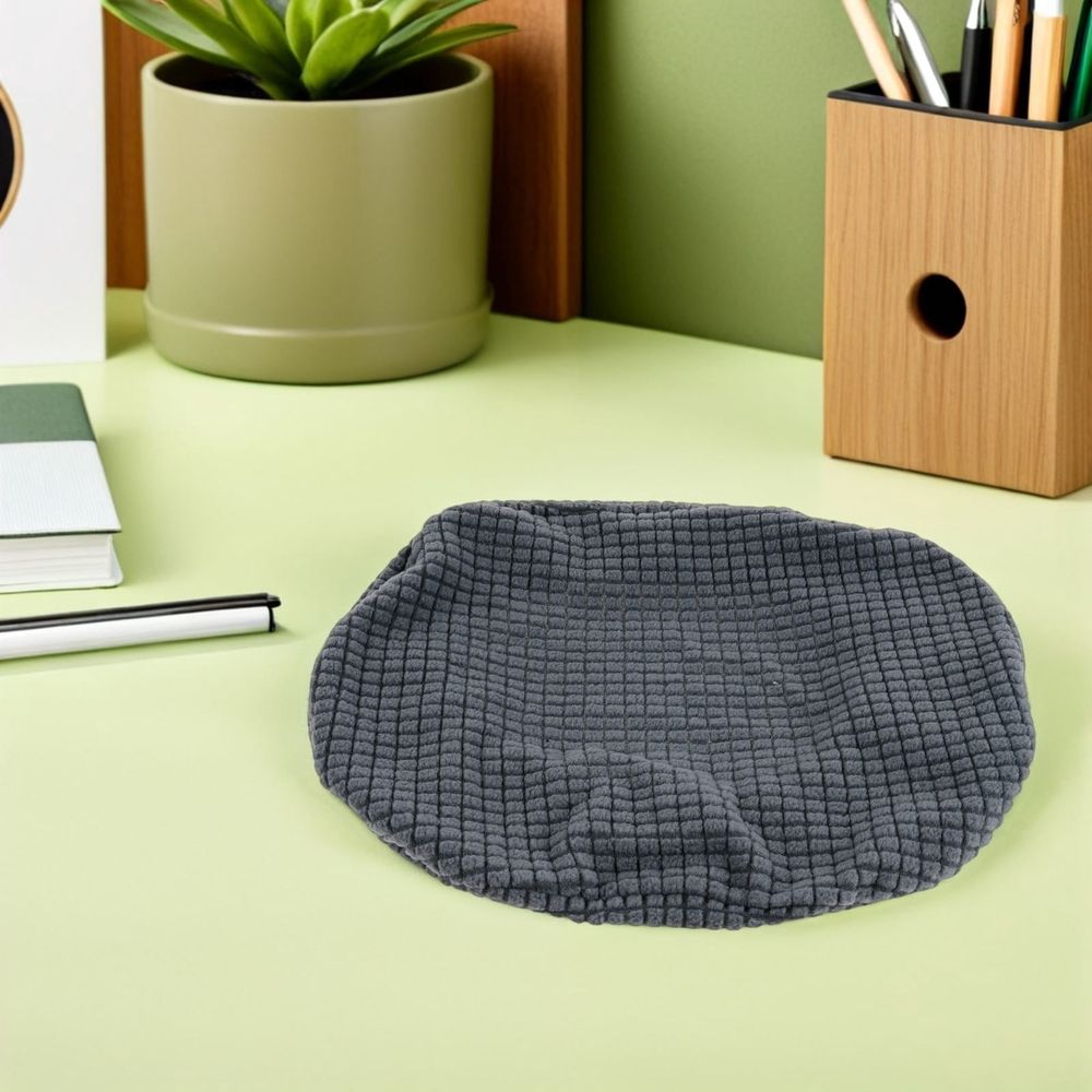 Non Slip Dark Grey Headrest Cover for Office Chair Easy Install Polyester
