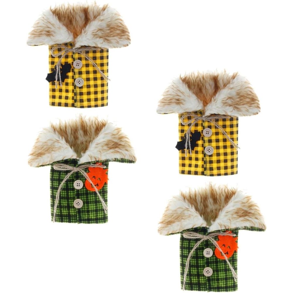 4pcs Halloween Bottle Sleeves Plush Felt Wine Covers - Decorative Reusable Covers for Parties, Restaurants, and Photo Props