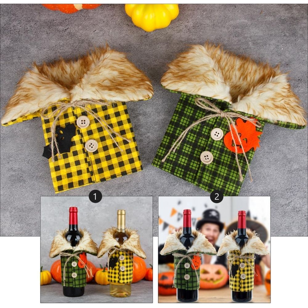 4pcs Halloween Bottle Sleeves Plush Felt Wine Covers - Decorative Reusable Covers for Parties, Restaurants, and Photo Props