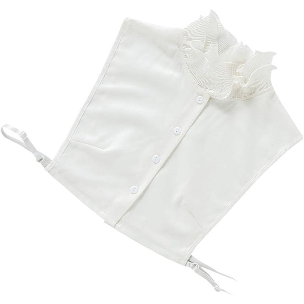 Detachable Fake Collar White Chiffon Ruffled dickey - Elegant Lace Edge False Collar for Women's Shirts and Blouses
