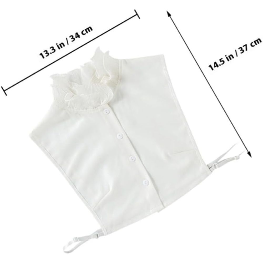 Detachable Fake Collar White Chiffon Ruffled dickey - Elegant Lace Edge False Collar for Women's Shirts and Blouses