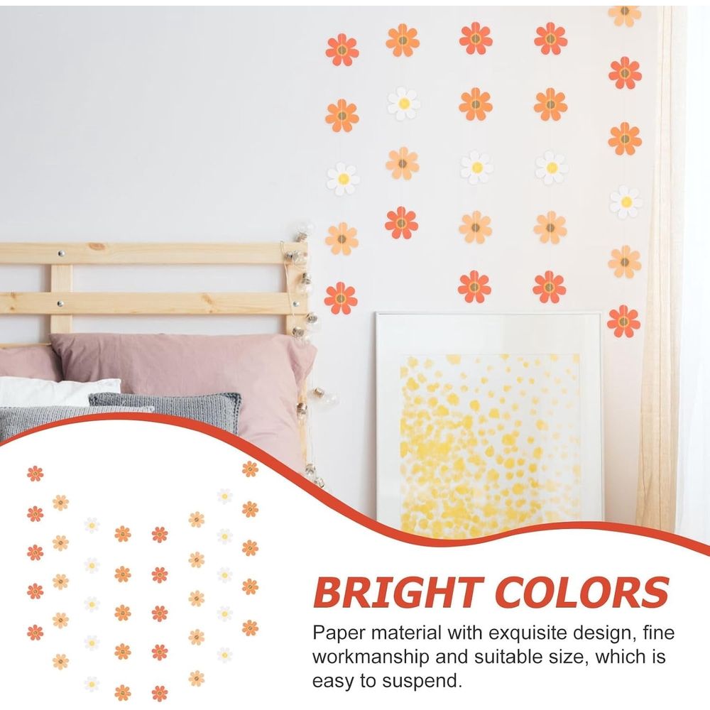 5 Strings Daisy Flower Garland Decorations - Paper Banner Easy to Suspend for Window Garden Party Fine Workmanship Unique Style