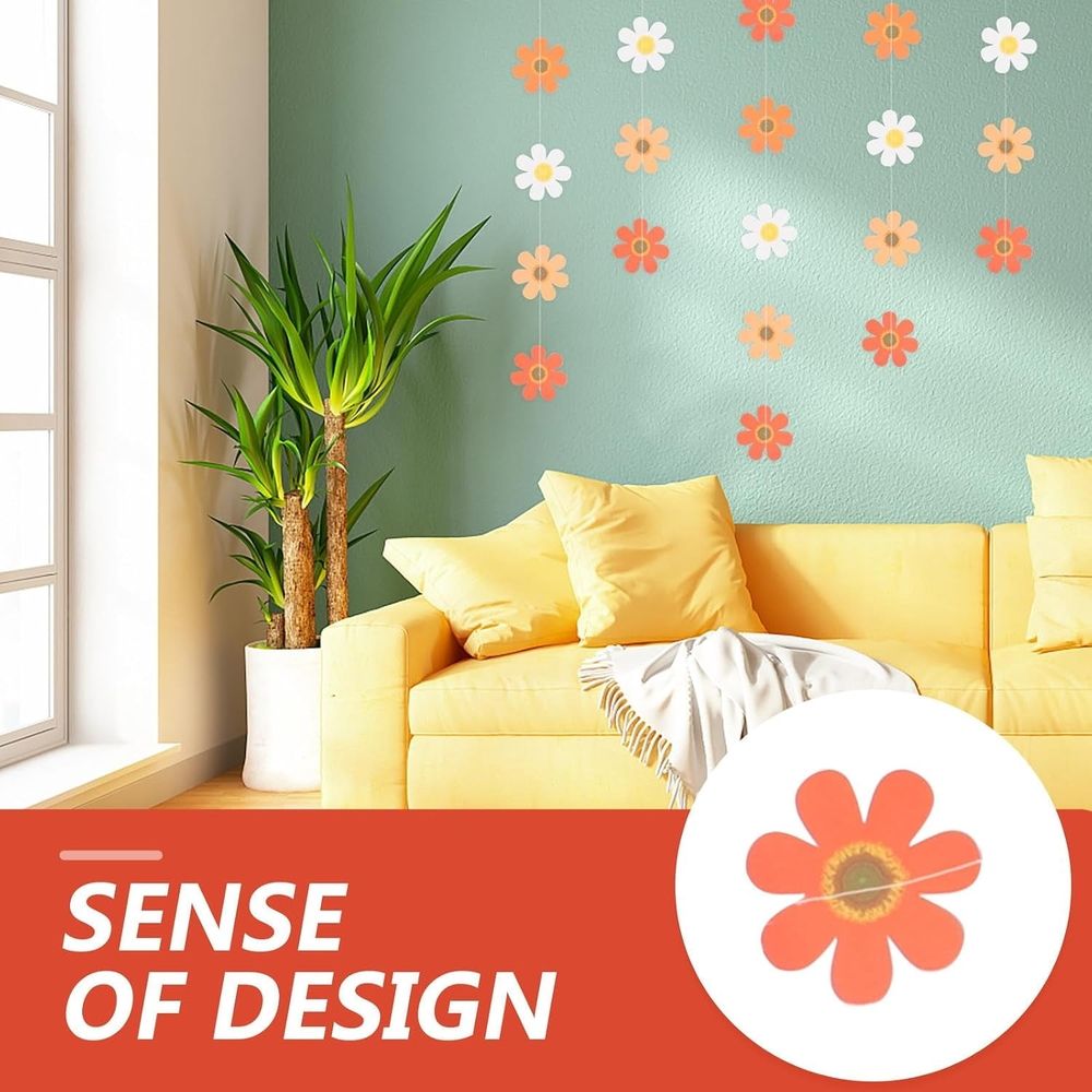 5 Strings Daisy Flower Garland Decorations - Paper Banner Easy to Suspend for Window Garden Party Fine Workmanship Unique Style