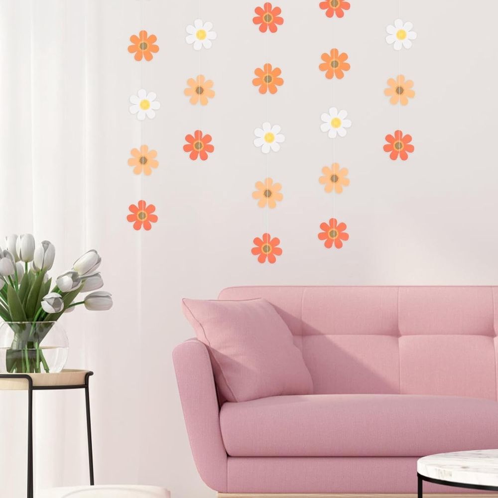 5 Strings Daisy Flower Garland Decorations - Paper Banner Easy to Suspend for Window Garden Party Fine Workmanship Unique Style