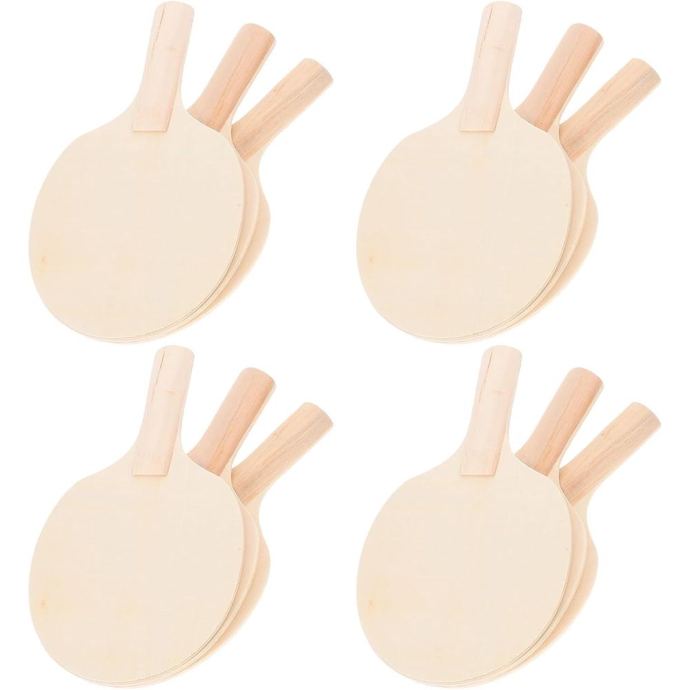 12Pcs DIY Wooden Ping Pong Paddle Blank Unpainted for Painting