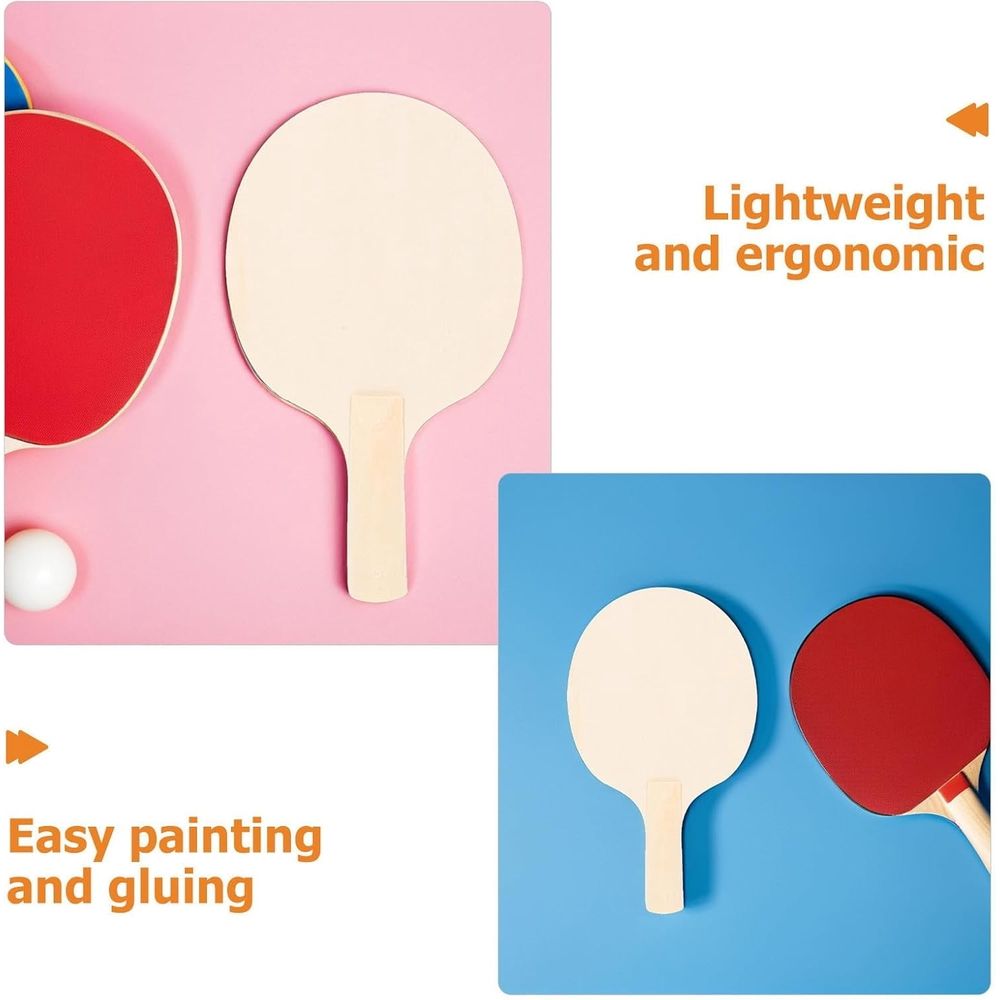 12Pcs DIY Wooden Ping Pong Paddle Blank Unpainted for Painting