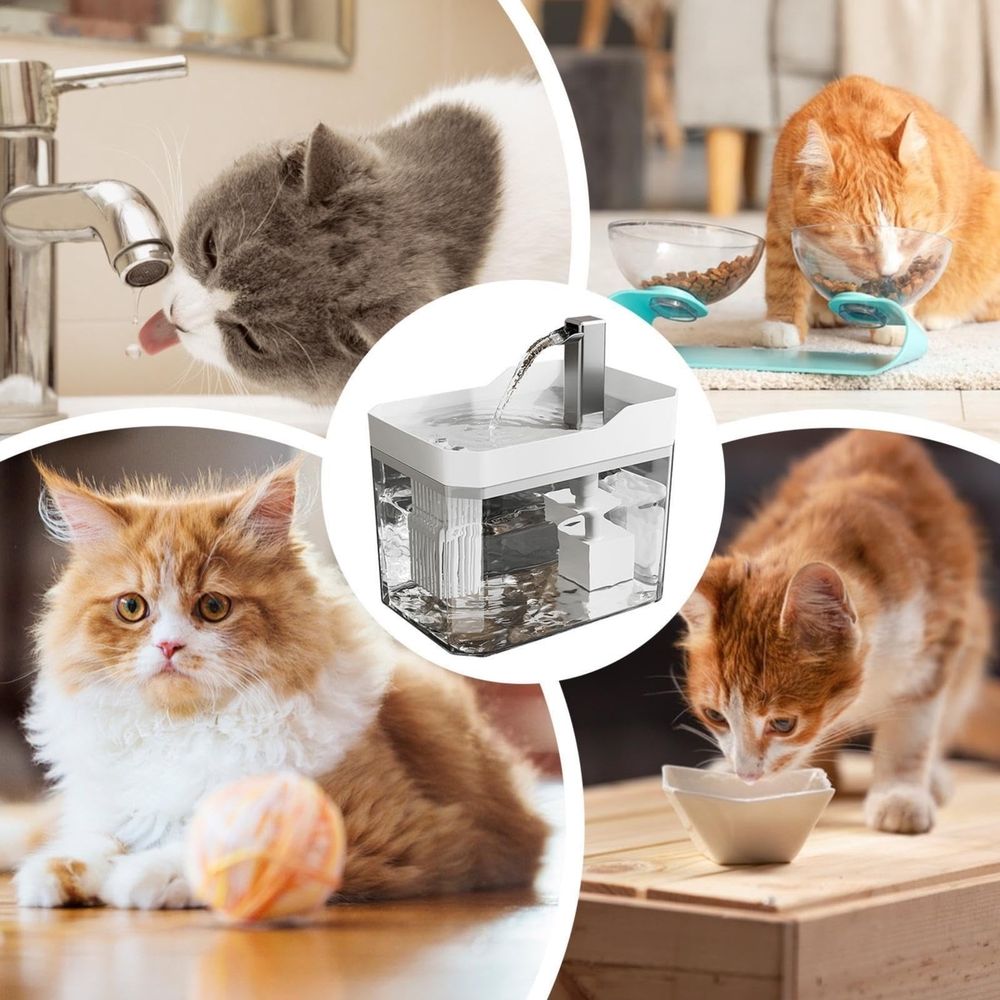 Cat Water Fountain 1500ml Large Capacity Silent Circulating Smart Automatic Dispenser Easy Clean 360° Drinking for Cats Small Dogs Pets Home