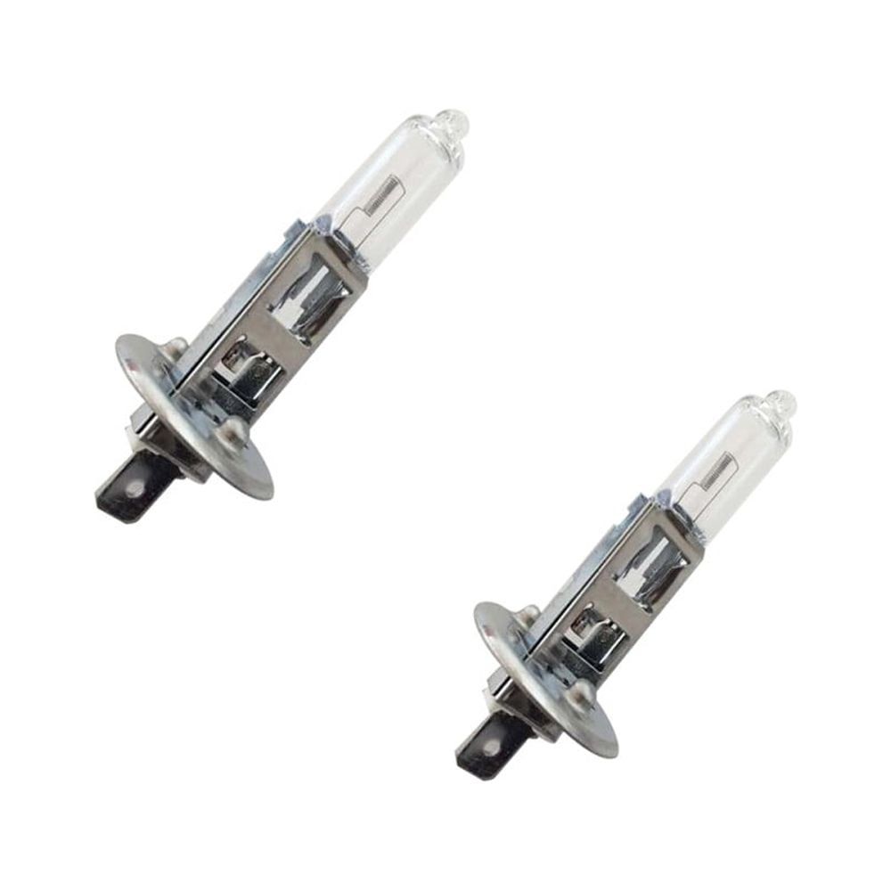 2PCS H1 Halogen Headlight Bulbs 12V 55W 5000K Quartz Glass 1600LM High Brightness White Light Energy Saving Long Life Easy Install for Car Truck SUV Night Driving Replacement